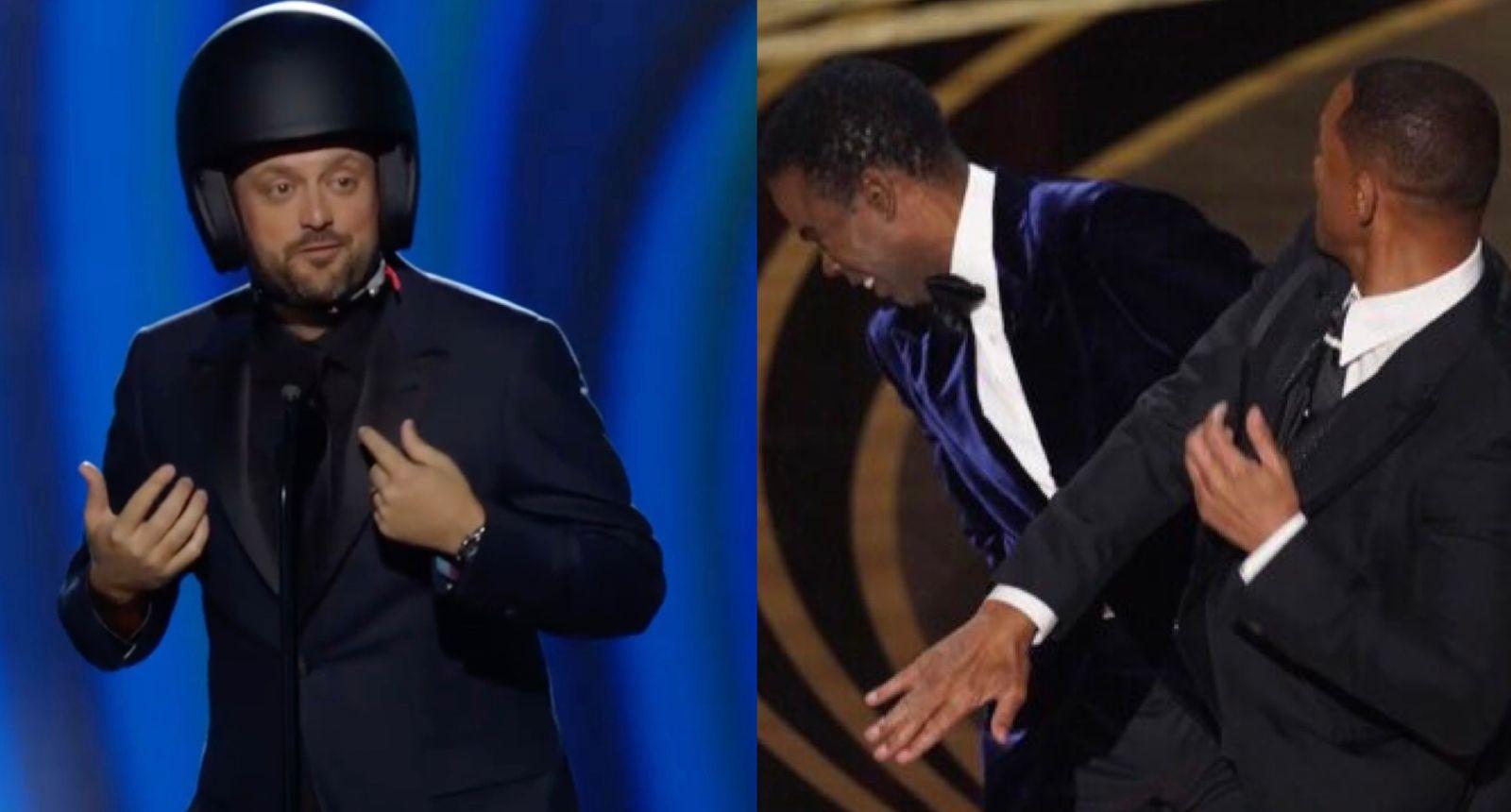 Takut Ditampar Juga, Komika Ini Pakai Helm di Panggung Grammy Awards