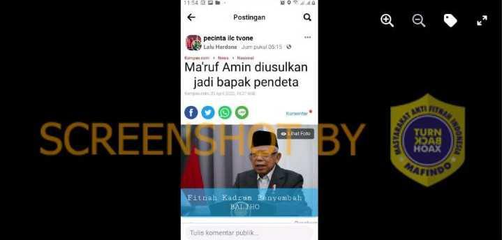 Maruf Amin Diusulkan Jadi Bapak Pendeta, Cek Faktanya