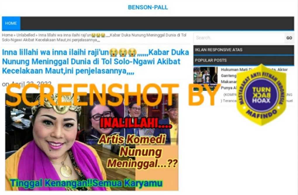 Kabar Duka, Nunung Meninggal Dunia karena Kecelakaan Maut di Tol Solo-Ngawi, Cek Faktanya