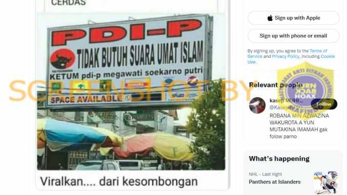 Baliho PDIP Tidak Butuh Suara Umat Islam, Cek Faktanya