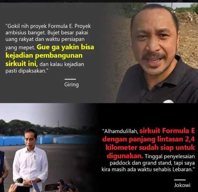 Giring PSI Kena Skakmat gegara Mencibir Proyek Sirkuit Formula E adalah Proyek Ambisius Nyapres