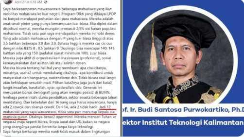 Rektor ITK Profesor Budi Santoso Diduga Rasis, Sebut Mahasiswi Menutup Kepala ala Manusia Gurun