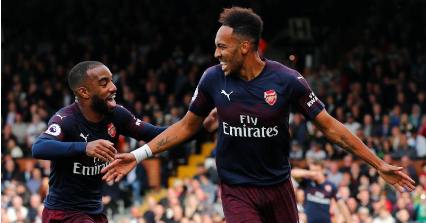 Brace Lacazette dan Aubameyang Antar Arsenal Gilas Tuan Rumah Fulham 5-1