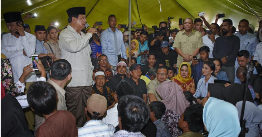 Capres Prabowo Kunjungi Korban Gempa Tsunami di Palu, Sigi dan Donggala