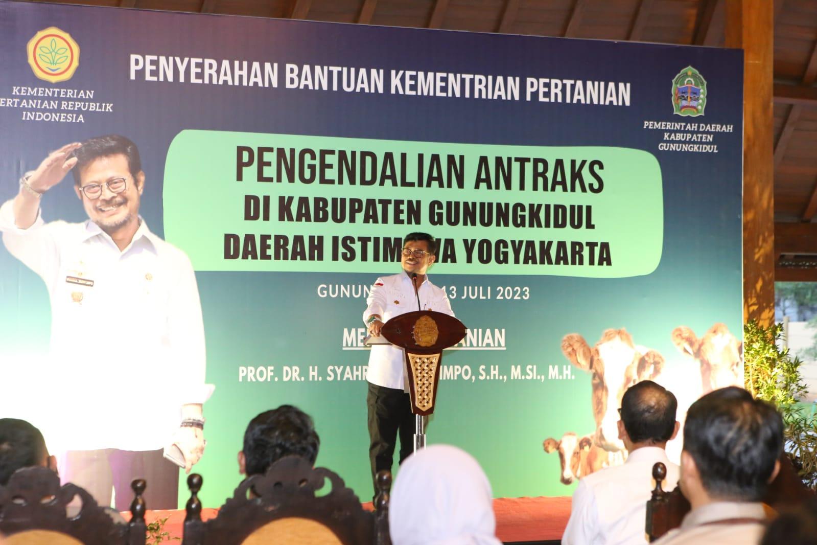 Berhasil Tangani Antraks, Mentan SYL Acungi Jempol Pemkab Gunungkidul
