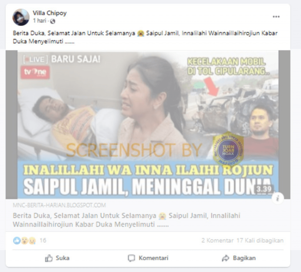 Saipul Jamil Meninggal Dunia? Cek Faktanya