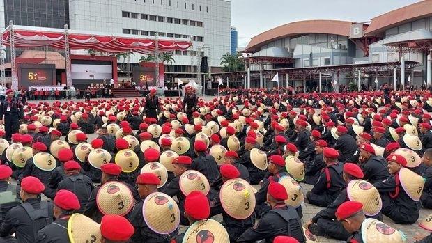JIExpo Memerah, Massa Satgas Cakra Buana Siap Kawal HUT ke-50 PDIP